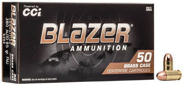 Blazer .380 ACP/Auto 5202 Brass Full Metal Jacket FMJ 95 Grain