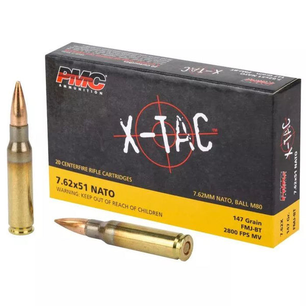 PMC .308 Win / 7.62x51mm 7.62X X-Tac Full Metal Jacket Boat Tail FMJBT 147 Grain