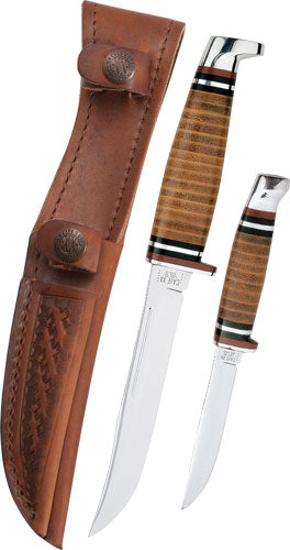 Case Leather Hunter 2-Knife Set and Leather Sheath