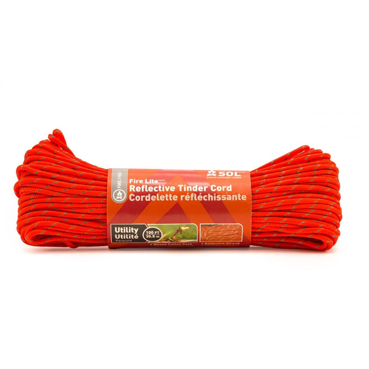 Survive Outdoors Longer Fire Lite Utility Tinder Cord Reflective 100 Feet
