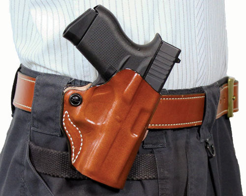 DeSantis Mini Scabbard Right-Hand OWB Leather Holster M&P 380 Shield EZ Tan
