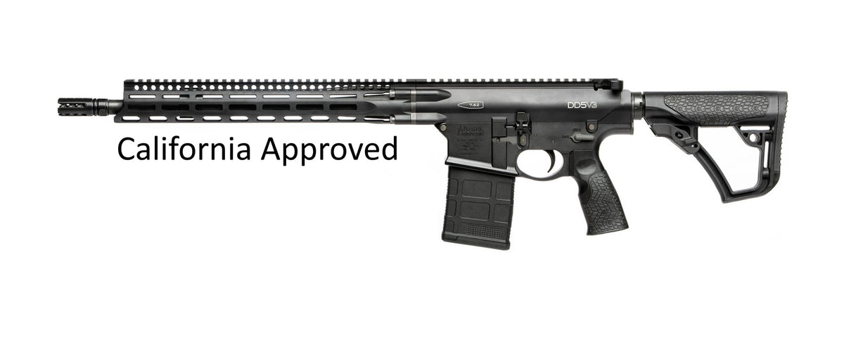 Daniel Defense 0215707258055 DD5 V3 *CA Compliant 7.62x51mm NATO 16" 10+1 Black Hard Coat Anodized Black Phosphate 6 Position w/SoftTouch Overmolding Stock Black Polymer Grip