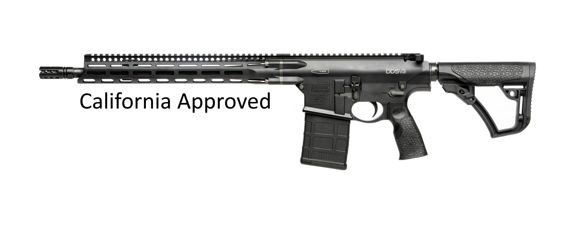 Daniel Defense 0215707258055 DD5 V3 *CA Compliant 7.62x51mm NATO 16" 10+1 Black Hard Coat Anodized Black Phosphate 6 Position w/SoftTouch Overmolding Stock Black Polymer Grip
