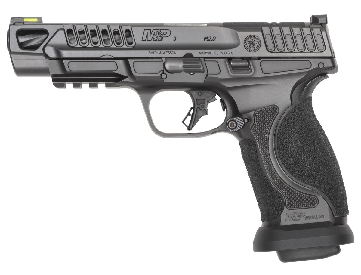 Smith & Wesson 14068 M&P M2.0 Competitor HD 9mm Luger 17+1 5" Overall Black Armornite Stainless Steel Spiral Fluted Barrel, Lightening Cut/Optic Ready/Serrated Slide & Stainless Steel Frame w/Picatinn