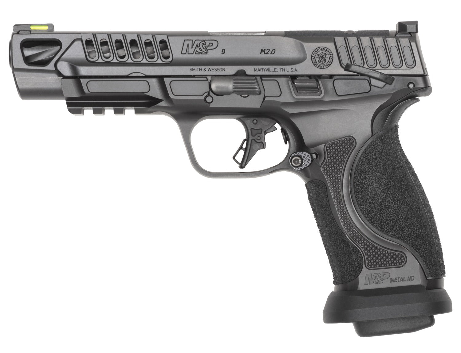Smith & Wesson 14069 M&P M2.0 Competitor HD 9mm Luger 17+1 5" Overall Black Armornite Stainless Steel Spiral Fluted Barrel, Lightening Cut/Optic Ready/Serrated Slide & Stainless Steel Frame w/Picatinn