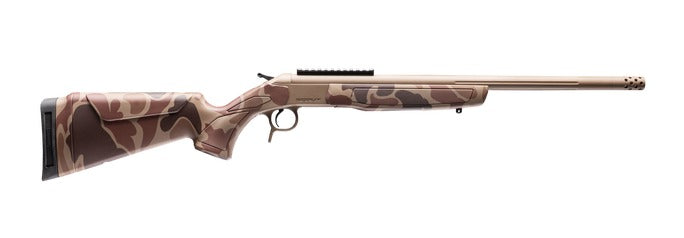 CVA Cascade Takedown 6.5 Creedmoor 20" FDE Cerakote Stainless Threaded Barrel, Duck Camo Synthetic Stock