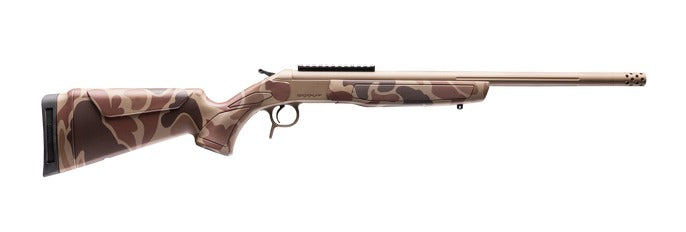 CVA Cascade Takedown 450 Bushmaster 20" FDE Cerakote Stainless Threaded Barrel, Duck Camo Stock