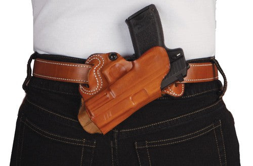 DeSantis Small of Back Right Hand OWB Leather Holster Colt 1911 Tan