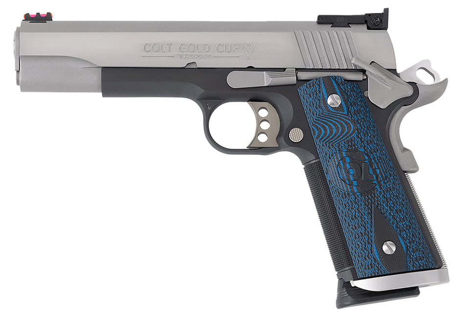 Colt O5970XETT Gold Cup Trophy .45 ACP 8+1, 5" Stainless National Match Barrel, Serrated Stainless Slide/Frame, Ambidextrous
