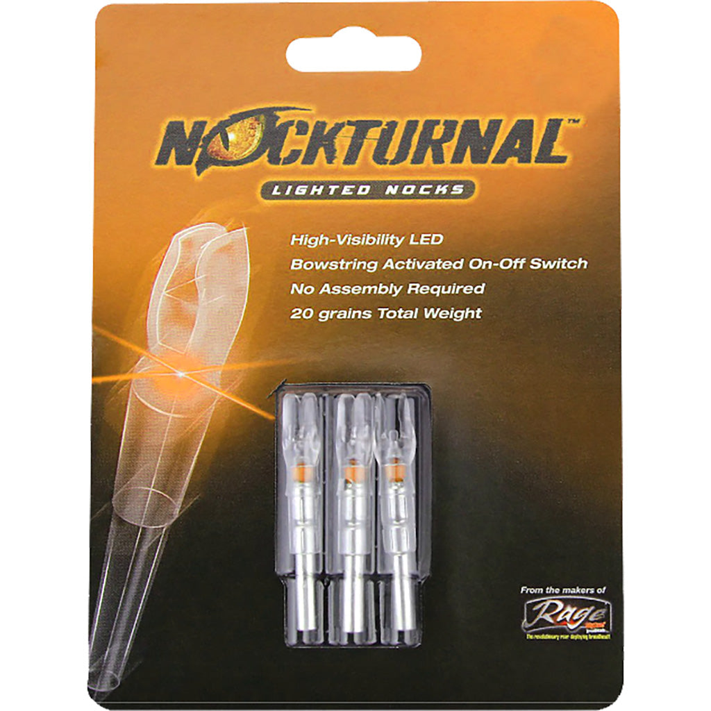 Nockturnal Lighted Nocks Orange G 3 pk. String Activated LED