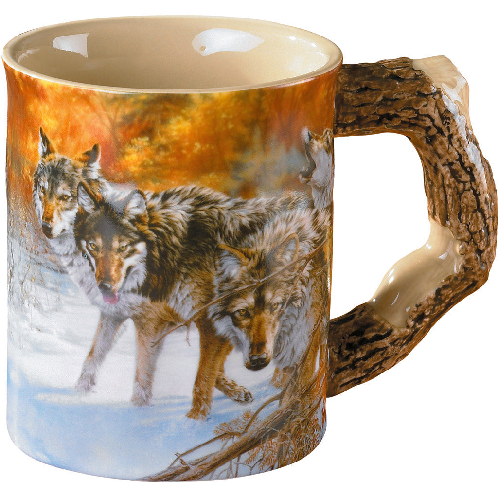 Wild Wings Body Language Wolves Sculpted Mug 16 oz