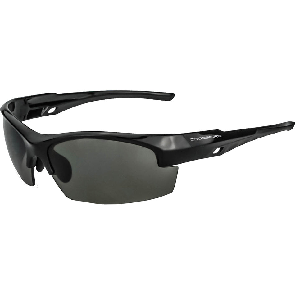 Crossfire Firestreak Black/Smoke Premium Shooting Glasses Adjustable Nosepiece
