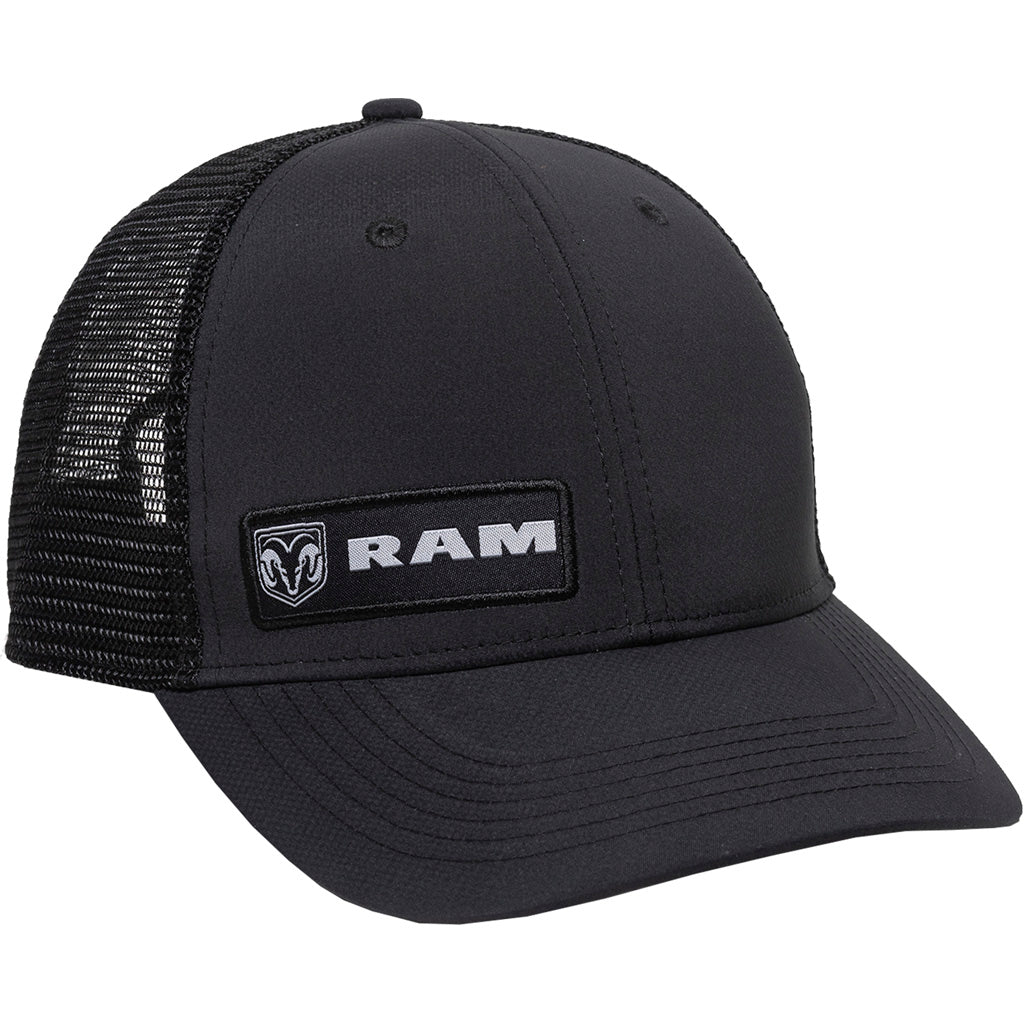 Outdoor Cap Ram Logo Mesh Back Cap Black Polyester Twill