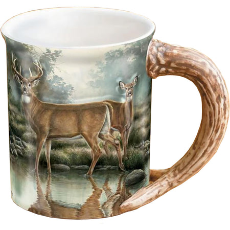 Wild Wings Whitetail Deer Tranquil Waters Sculpted Mug 16 oz.