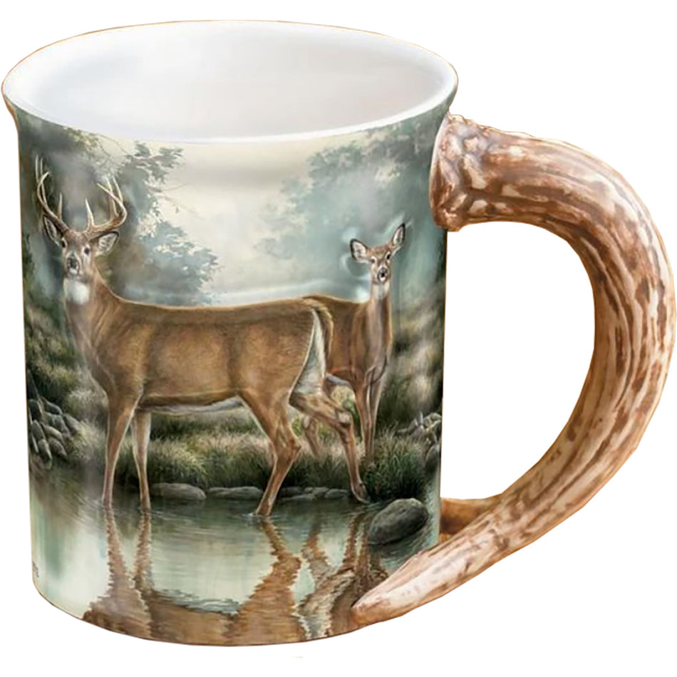 Wild Wings Whitetail Deer Tranquil Waters Sculpted Mug 16 oz.