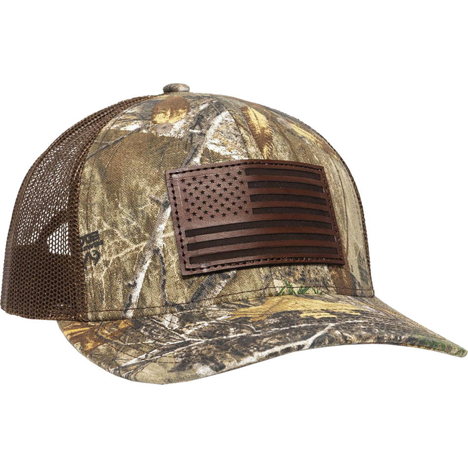 Outdoor Cap American Flag Camo Hat Realtree Edge Cotton Twill
