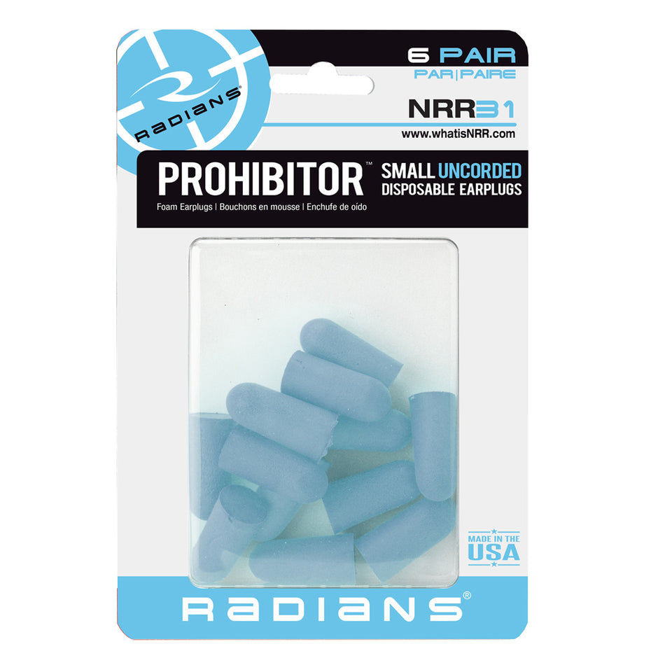 Radians Prohibitor NRR 31dB Small Foam Earplugs 6 Pairs