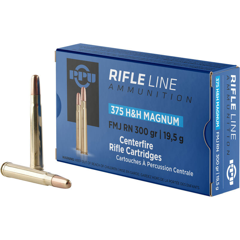 Prvi Partizan .375 H&H Mag Rifle Ammo  Full Metal Jacket FMJ 300 grain 