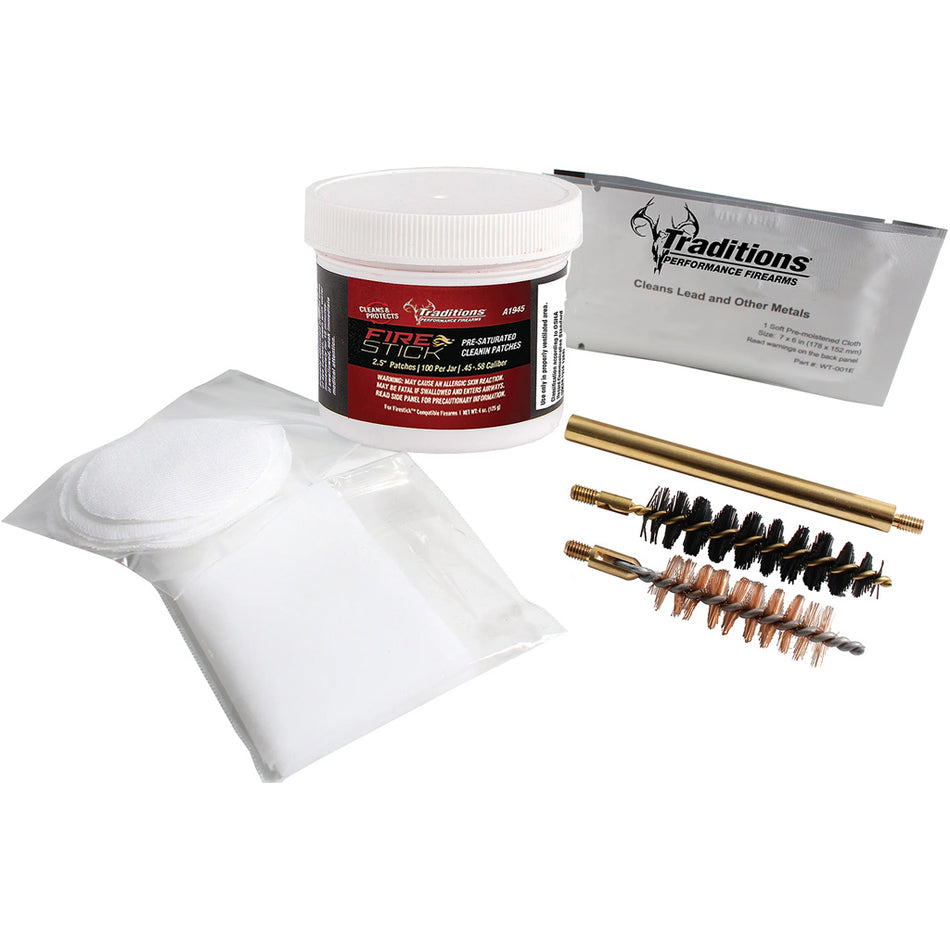 Traditions Firestick Cleaning Kit with Bore Brushes and Patches