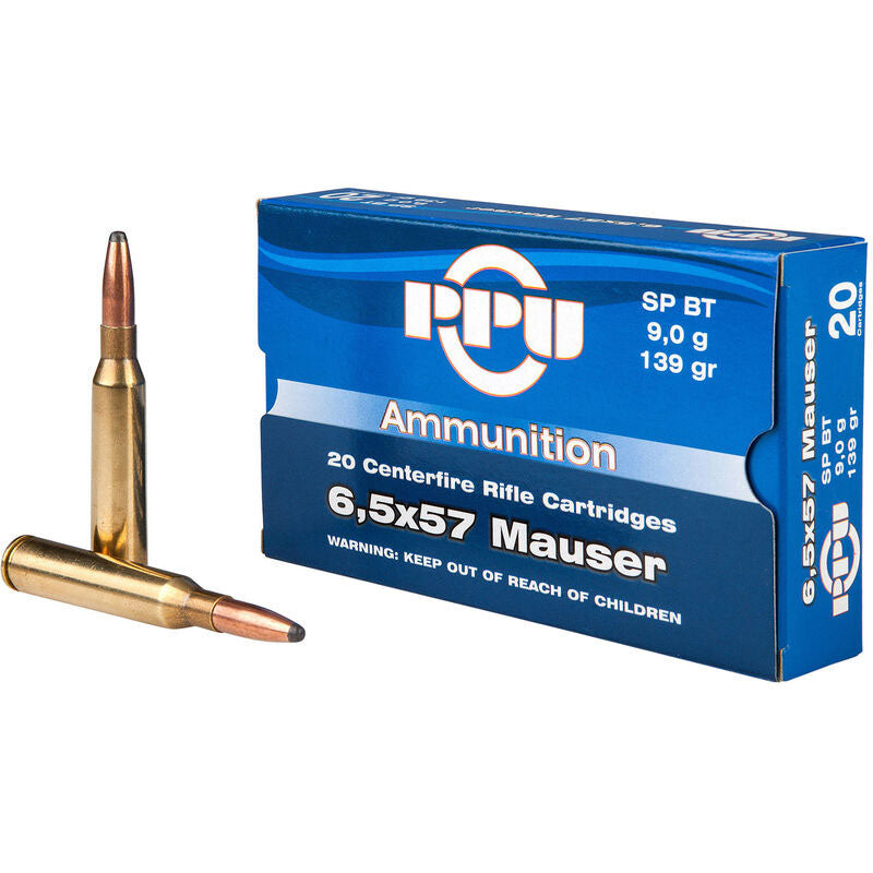 Prvi Partizan 6.5x57mm Mauser Rifle Ammo  Boat Tail Soft Point JSP 139 grain 