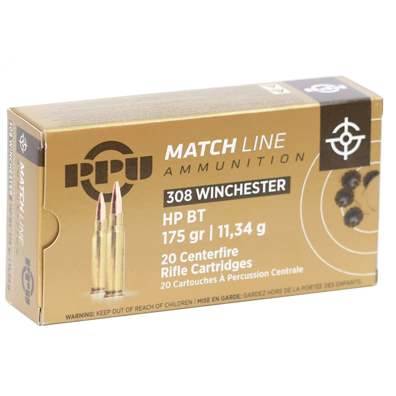 Prvi Partizan .308 Win / 7.62x51mm Rifle Ammo Match Hollow Point Boat Tail BTHP 175 grain 