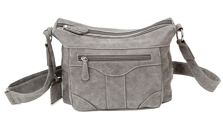 Bulldog Concealed Carry Crossbody Style Purse & Holster, Grey Suede