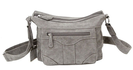 Bulldog Concealed Carry Crossbody Style Purse & Holster, Grey Suede