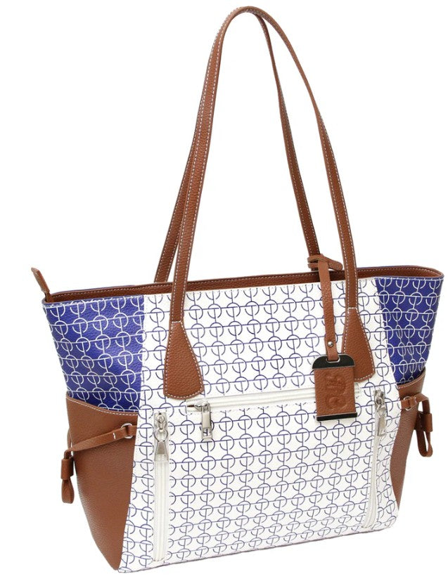 Bulldog Concealed Carry Tote Style Purse & Holster, White/Blue