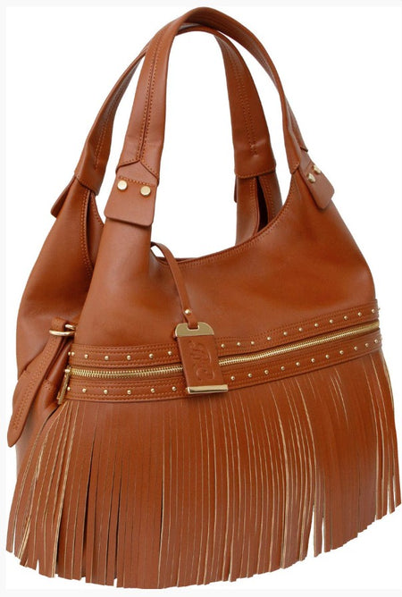 Bulldog Concealed Carry Tassel Shoulder Bag & Holster, Cognac