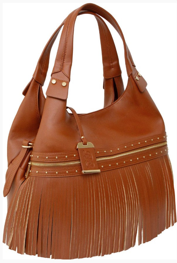 Bulldog Concealed Carry Tassel Shoulder Bag & Holster, Cognac