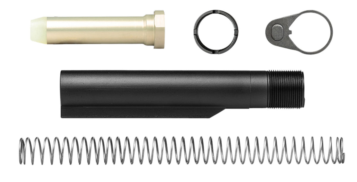 Aero Precision APRH100151 Buffer Kit Black 7075-T6 Aluminum Mil-Spec 6-Position for AR-15 with End Plate and Lock Nut