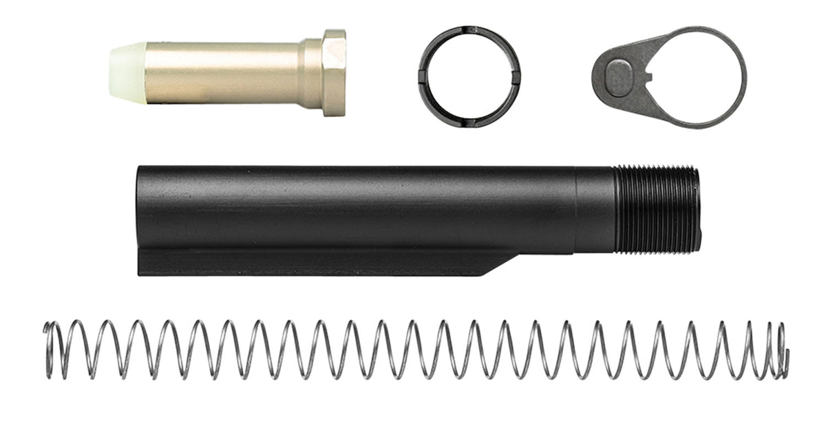 Aero Precision APRH100158 Buffer Kit Black 7075-T6 Aluminum 6-Position Mil-Spec for 308 M5 Platform with End Plate and Lock Nut