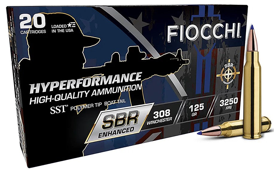 Fiocchi .308 Win / 7.62x51mm Rifle Ammo Hyperformance SBR Enhanced Super Shock Tip PolyTip 125 grain 