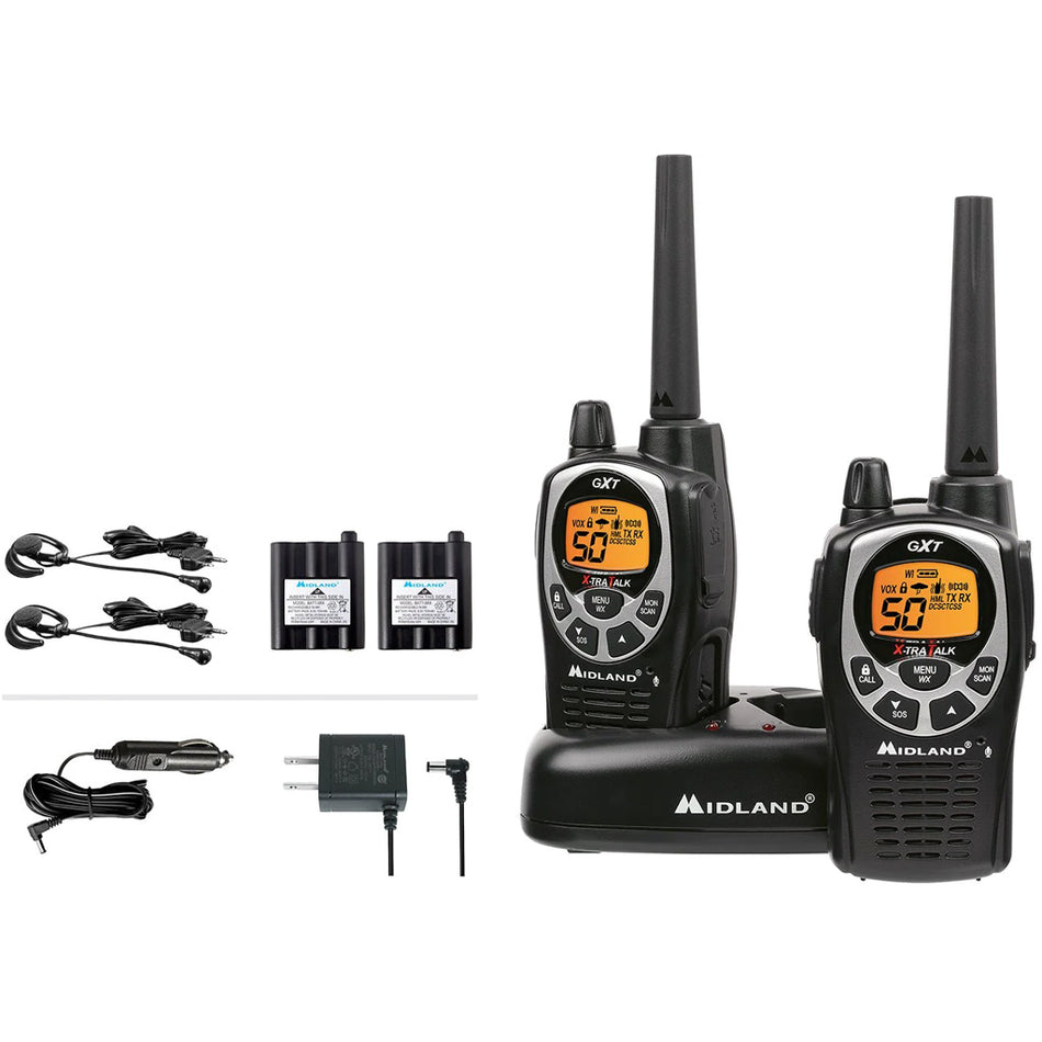 Midland GXT1000VP4 Two-Way GMRS Radio 50-Channel 36-Mile Range 2-Pack