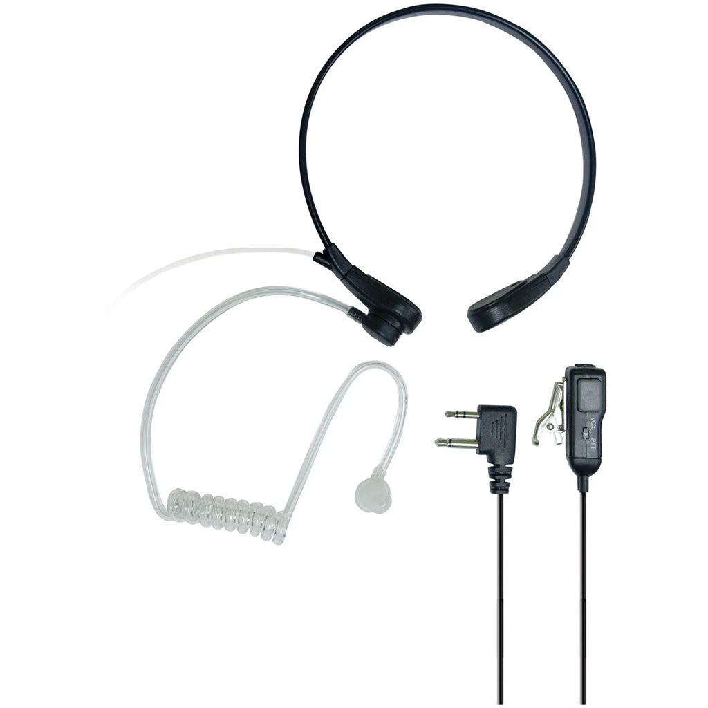 Midland AVPH8 Throat Microphone Headset Inline VOX-PTT for GMRS FRS Radios