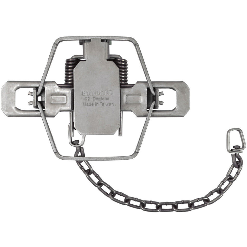 Bridger #2 Dogless 2-Coil Offset Jaw Trap with Adjustable Pan Tension