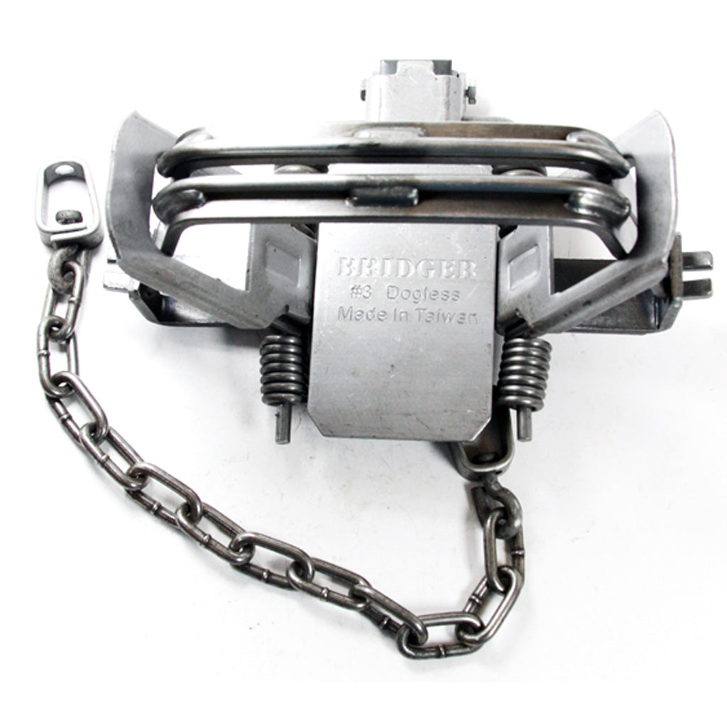 Bridger #3 Dogless Modified 4-Coil Offset Trap with Laminated Jaws and D-Ring Base