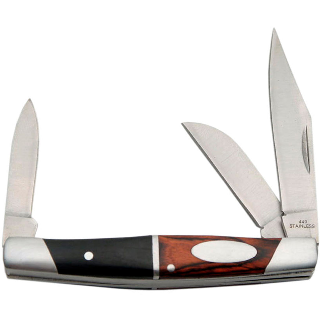SZCO 3-Blade Pen Folder Knife 3.5 Inch Closed Length Burlwood Grip