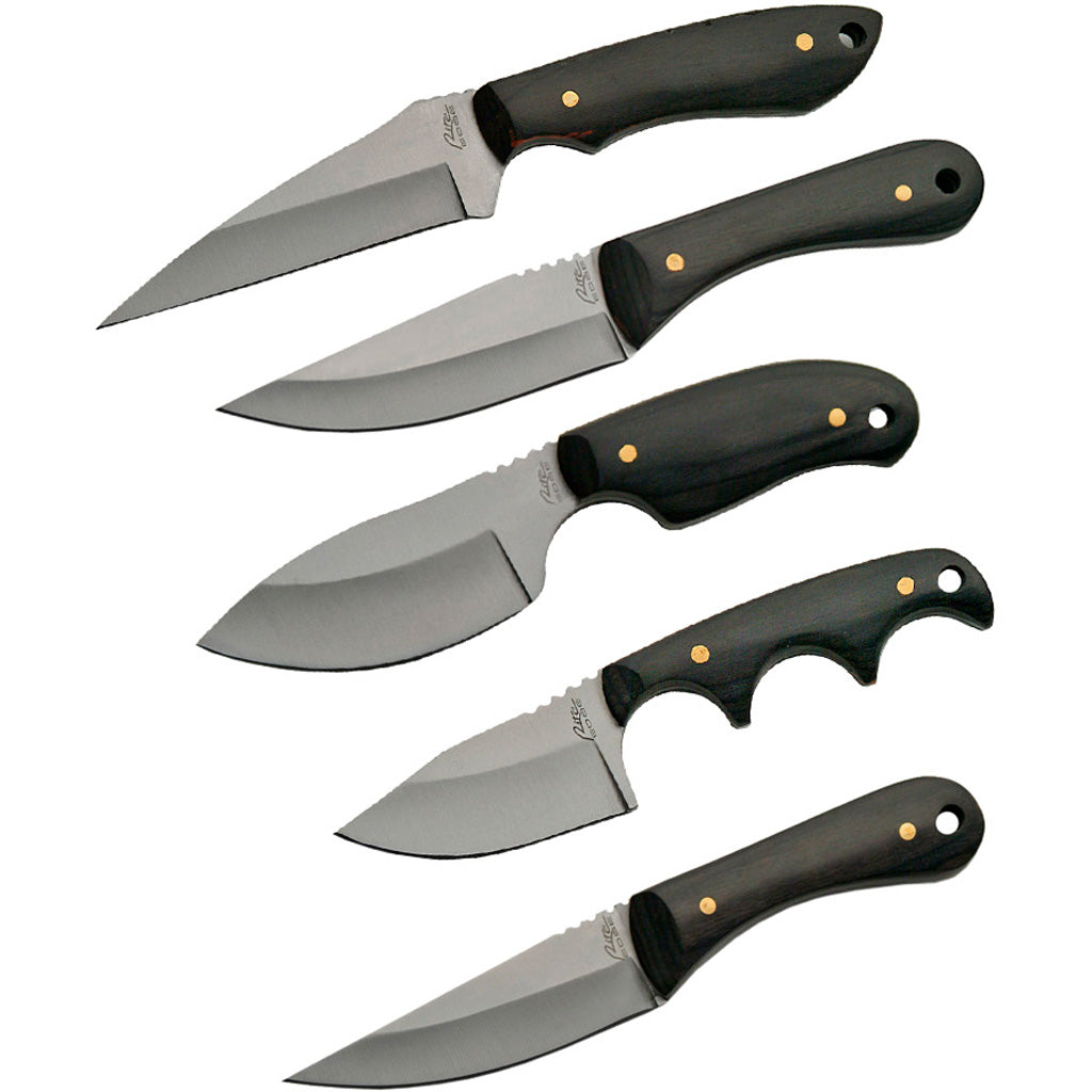 SZCO Skinner Set 5 pc Stainless Steel Blades Pakkawood Handles Nylon Sheath
