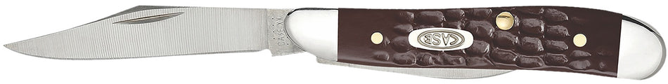 Case 00046 Peanut Folding Pocket Knife, Plain Clip and Pen SS Blades, Jigged Brown Synthetic Handle