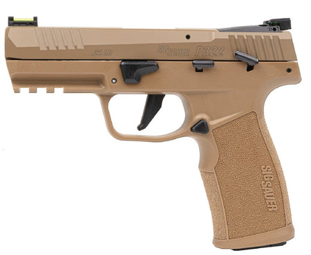 Sig Sauer 322CCAS P322 Compact Frame 22 LR 20+1 4" Black Threaded Barrel, Coyote Tan Cerakote Optic Ready/Serrated Slide, Coyote Tan Polymer Frame w/Picatinny Rail, Polymer Grip, Ambidextrous