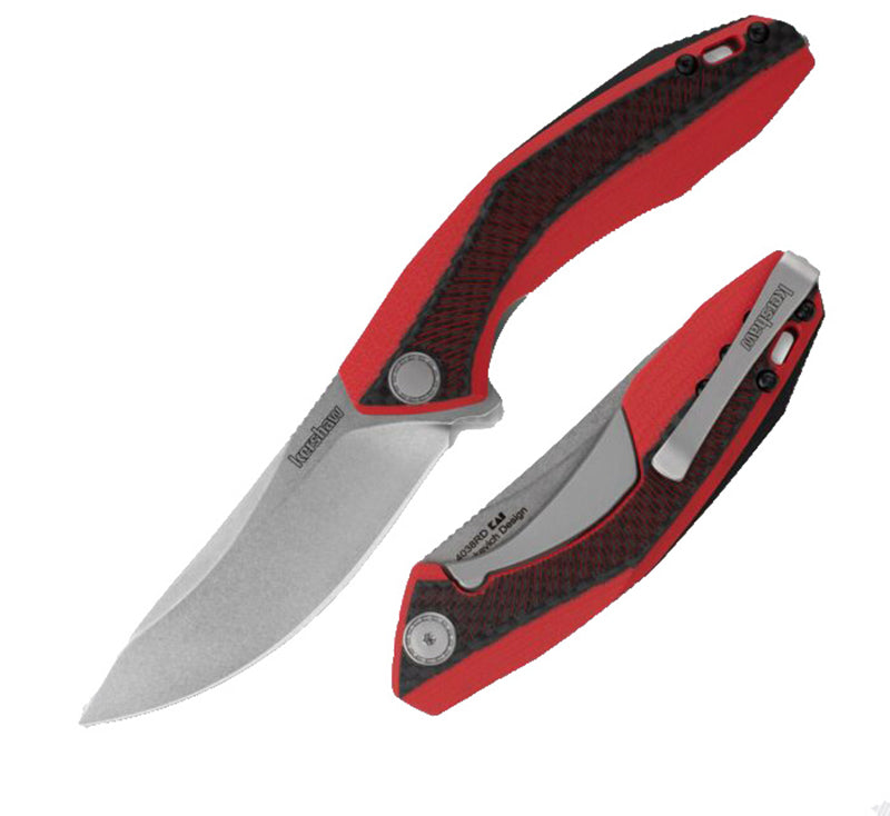 Kershaw Tumbler Folder Knife with Red Handle SS Blade