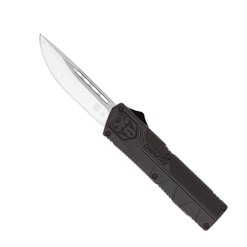 CobraTec Lightweight Black OTF Knife Drop Point Not Serrated