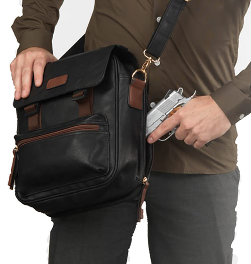Bulldog BDP-060 Concealed Carry Satchel Bag with Internal Holster Black