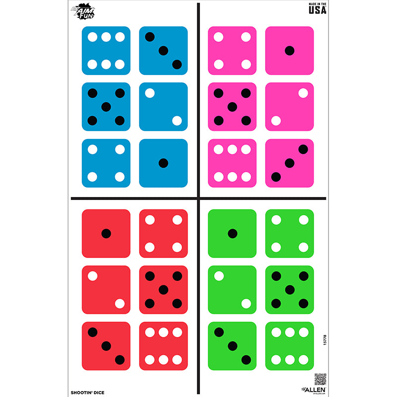 EZ Aim FUN Dice Paper Shooting Target 23x35, 3-Pack by Allen