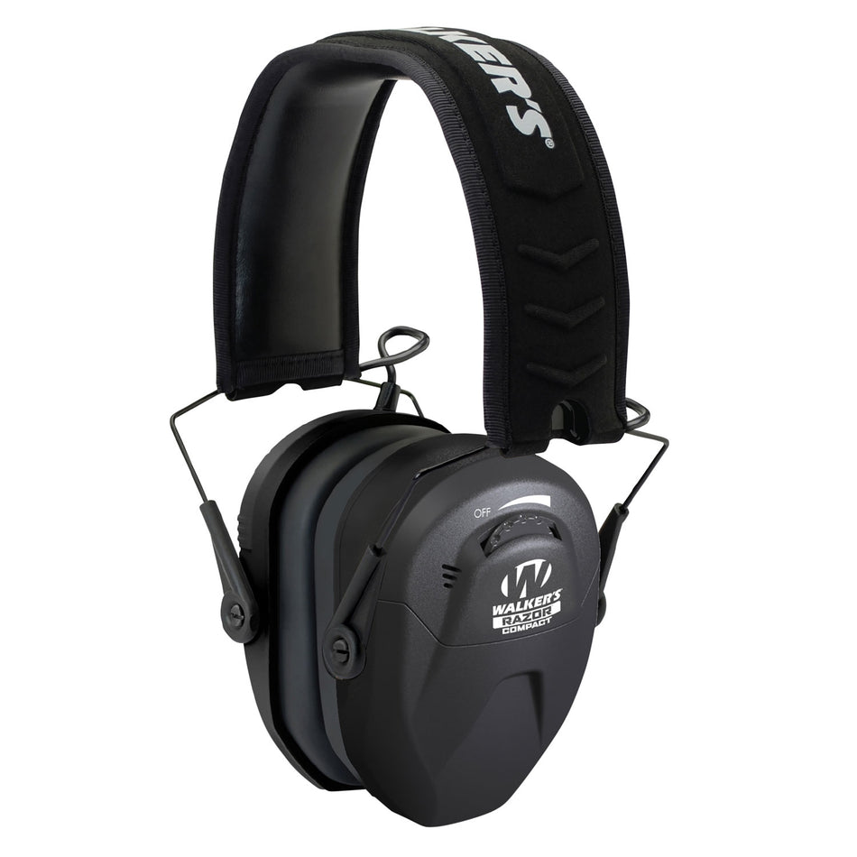 Walker's Razor Compact Electronic Muff GWPCRSEM 23 dB Over-the-Head Black Polymer Fits Youth/Women