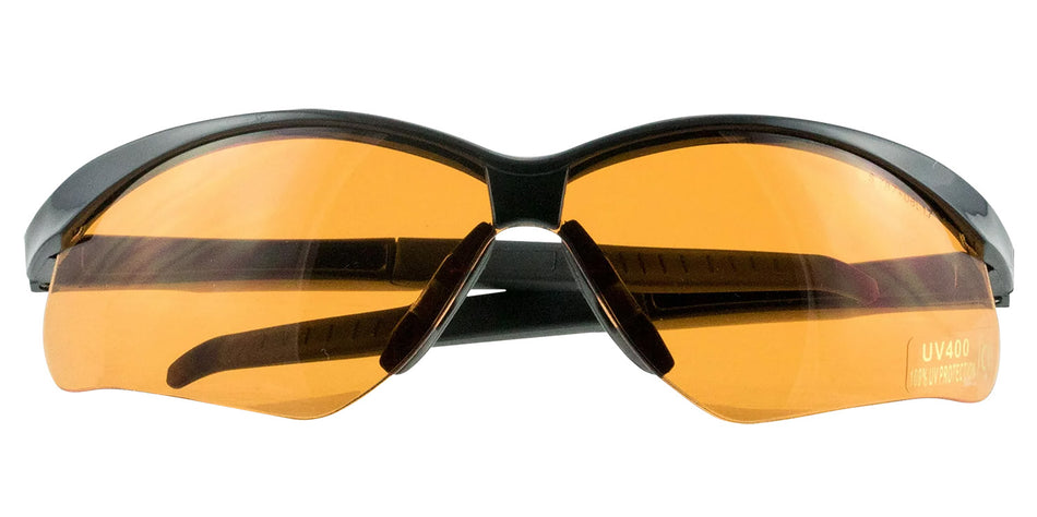 Walker's Crosshair Adult Safety Glasses Amber Lens Polycarbonate Black Frame GWPSGLAMB