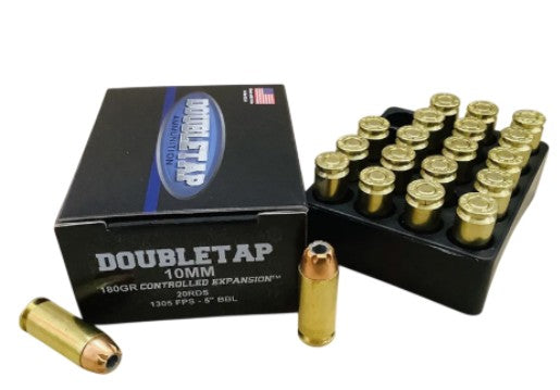 DoubleTap 10mm Auto Handgun Ammo Controlled Expansion Jacketed Hollow Point JHP 180 grain 