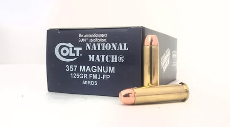 DoubleTap .357 Magnum Handgun Ammo Colt National Match Full Metal Jacket Flat Point FMJ 125 grain 