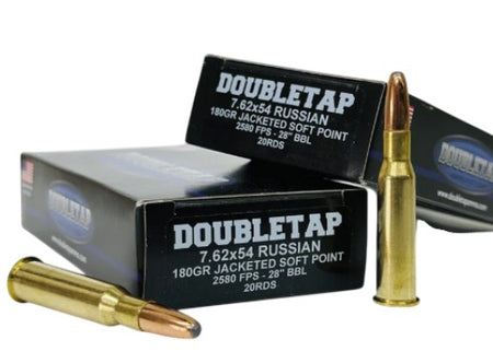 DoubleTap 7.62x54mmR Rifle Ammo DT Long Gun Jacketed Soft Point JSP 180 grain 